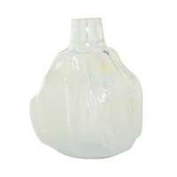 14" White Contemporary Glass Vase