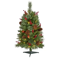 3ft. Pre-Lit Norway Mixed Pine Artificial Christmas Tree, Clear LED Lights
