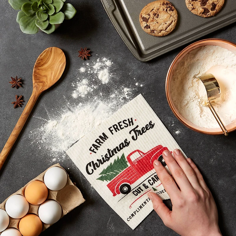 DII® Christmas Truck Swedish Dishcloth Set, 3ct.