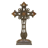 21" Copper Traditional Decorative Cross Sculpture