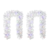 Glitzhome® 6ft Pre-Lit Snow Flocked White Pine Christmas Garland with Timer, 2ct.