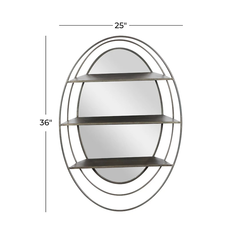 Silver Metal Modern Wall Mirror, 36" x 25" x 6"