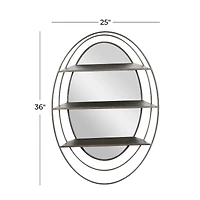 Silver Metal Modern Wall Mirror, 36" x 25" x 6"