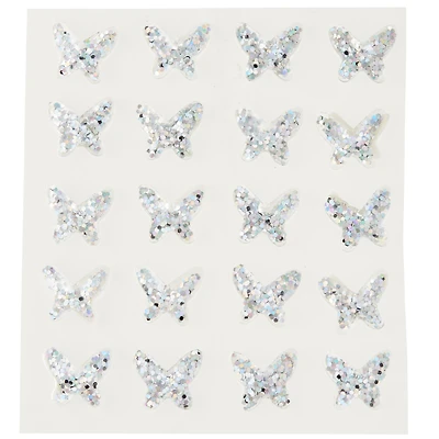12 Packs: 20 ct. (240 total) Iridescent Clear Butterfly Bling Stickers by Recollections™