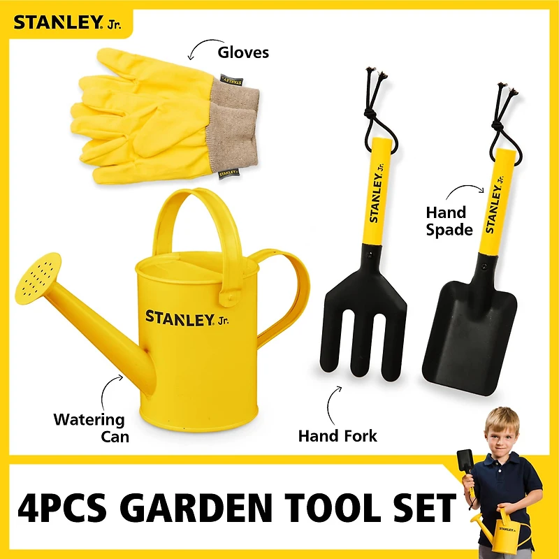 Red Toolbox Stanley Jr 4-Piece Garden Hand Tool Set With Gloves