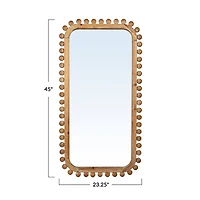 Hello Honey® 45" Natural Boho-Southwestern Beaded Rectangular Firwood Wall Mirror