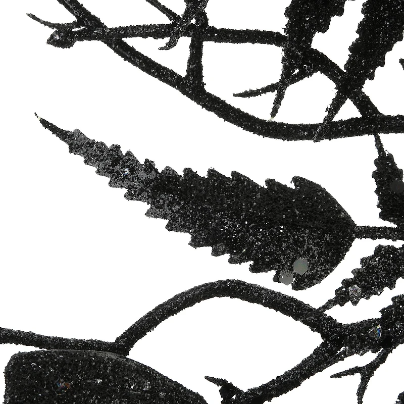 24" Halloween Black Fern & Bats Wreath