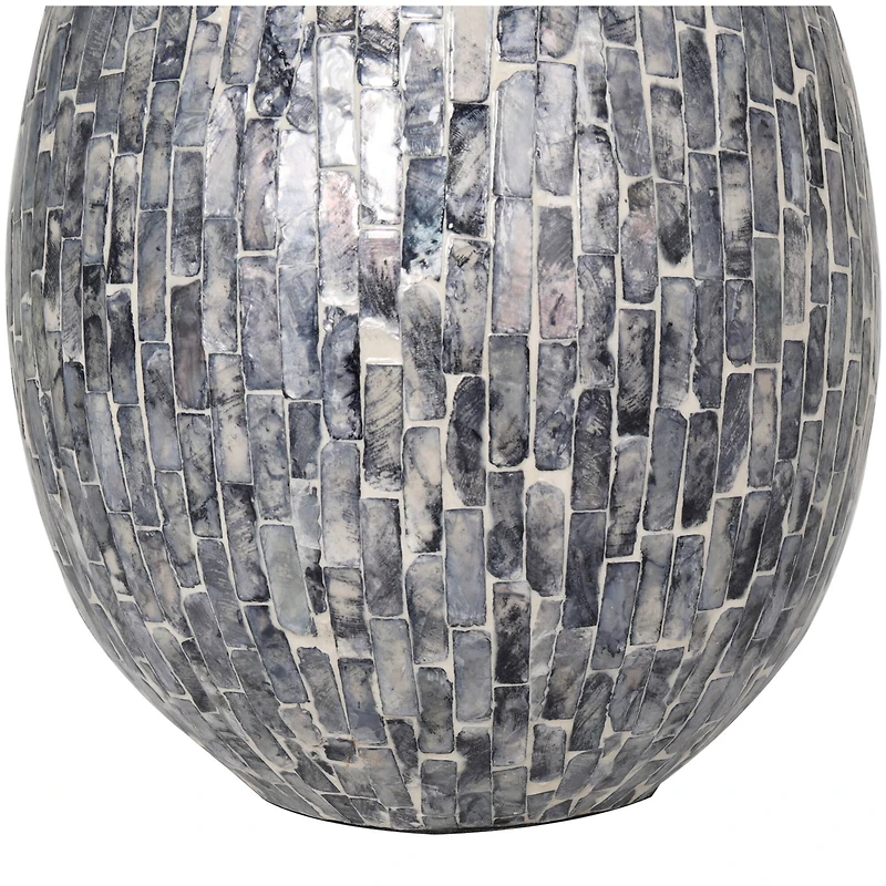 12" Gray Mother of Pearl Handmade Mosaic Inspired Vase