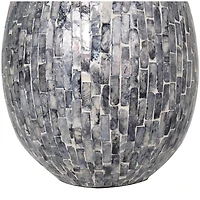 12" Gray Mother of Pearl Handmade Mosaic Inspired Vase