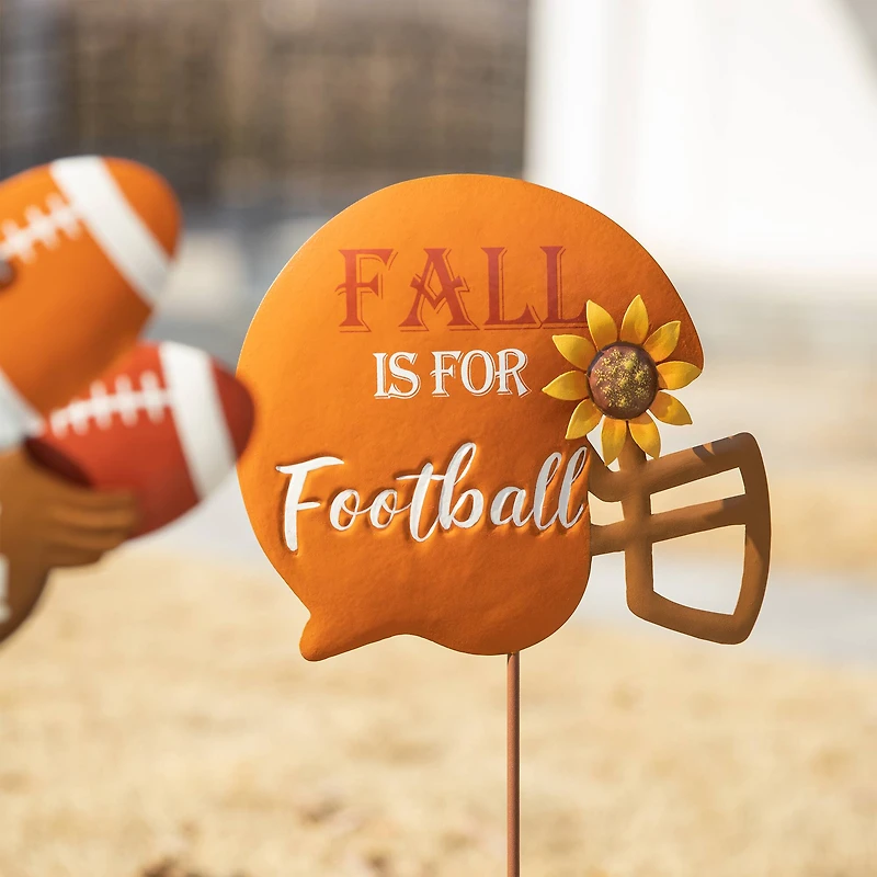 Glitzhome® 24" Thanksgiving Metal Football & Turkey Yard Stakes Set
