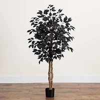 4ft. Artificial Halloween Black Ficus Tree with Natural Trunk