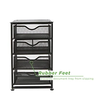 Mind Reader Black Metal Rolling Mesh Office Cart 4-Tiered Drawer Utility Storage Cabinet