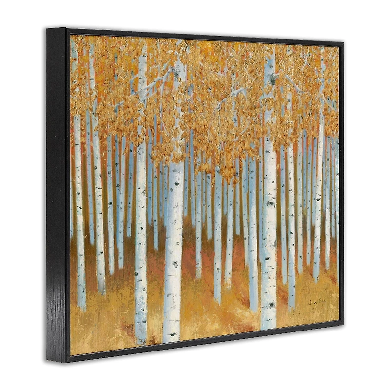 Stupell Industries Autumn Leaves Birch Tree Landscape Rustic Forest Framed Giclee Art