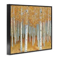 Stupell Industries Autumn Leaves Birch Tree Landscape Rustic Forest Framed Giclee Art