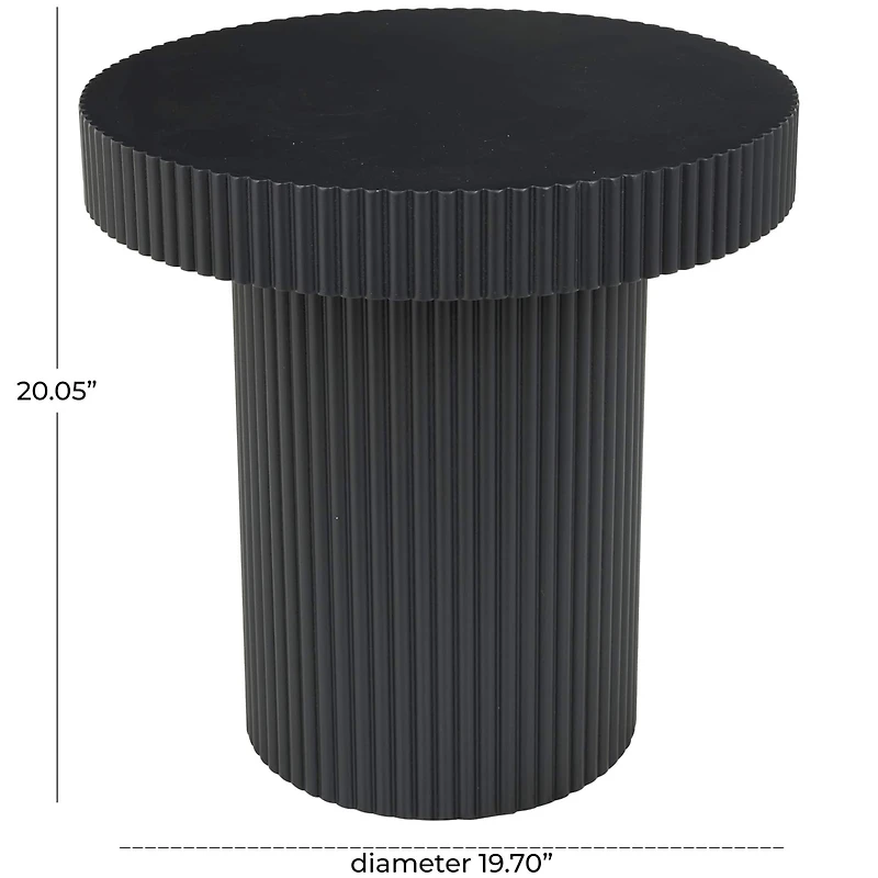 Black Dimensional Ribbed Accent Table