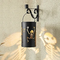 Glitzhome® 10.75" Halloween Metal Skeleton Solar Powered LED Lantern