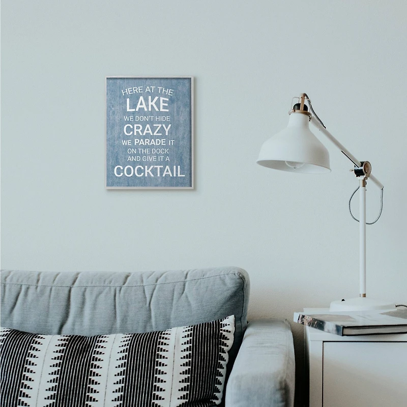 Stupell Industries Crazy Funny Lake Party Gray Framed Wall Art