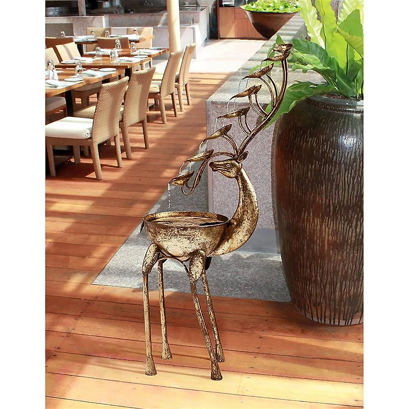 Design Toscano Deer Antler Falls Cascading Metal Sculptural Fountain