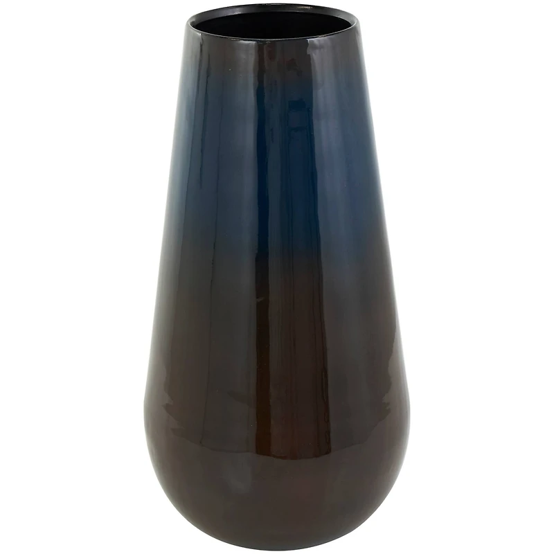 16" Blue Metal Ombre Vase with Brown Accents
