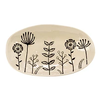 Hello Honey® 12.25" Cream & Black Floral Stoneware Plates, 4ct.