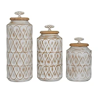 Brown Traditional Decorative Jars, Set of 3" 16", 13", 10"