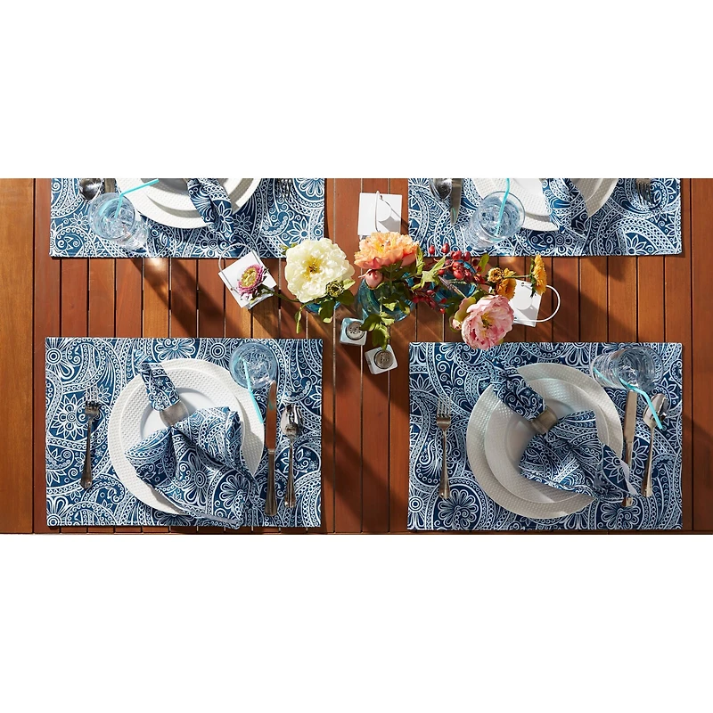 Blue Paisley Print Outdoor Placemat Set/6"