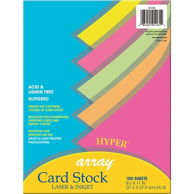 Pacon® Hyper Assorted Colors Cardstock Paper, 8.5" x 11"
