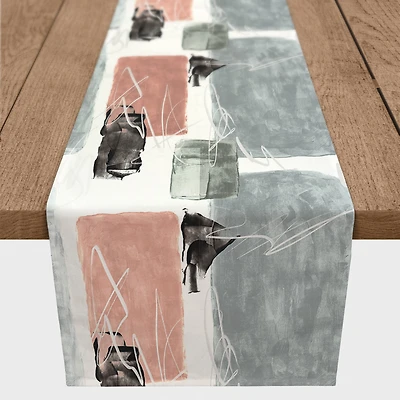 Blue and Pink Abstract 16" x 90" Cotton Twill Runner