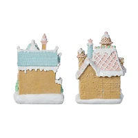 Glitzhome® 7" Christmas Macaron Resin Village Table Decor Set