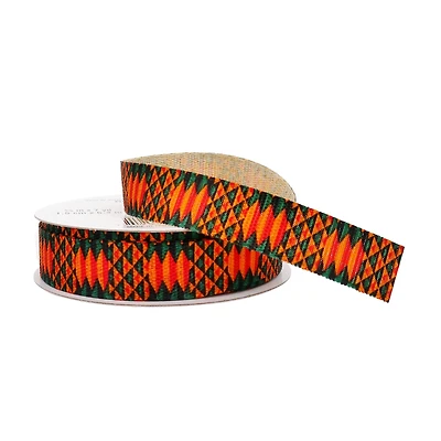 5/8" x 7yd. Faux Linen Geometric Ribbon by Celebrate It™