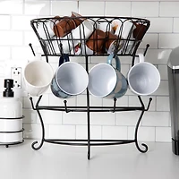 Mind Reader Black Metal Wire Cup Tree Countertop Mug Rack & Coffee Pod Storage