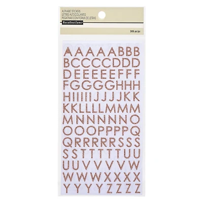 12 Packs: 305 ct. (3660 total) Rose Gold Glitter Alphabet Stickers by Recollections™