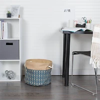 DII® 15" Blue Ikat Round Burlap Bin