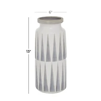 Gray Ceramic Traditional Vase, 13" x 6" x 6"
