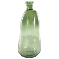 Green Recycled Glass Abstract Handmade Curved Ombre Spanish Bottle Vase