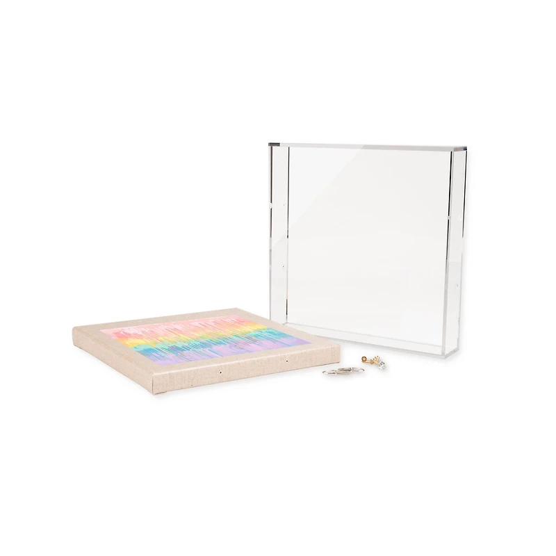 Wexel Art 2" Depth Clear UV Grade Acrylic Shadowbox with Beige Linen Stretched Canvas