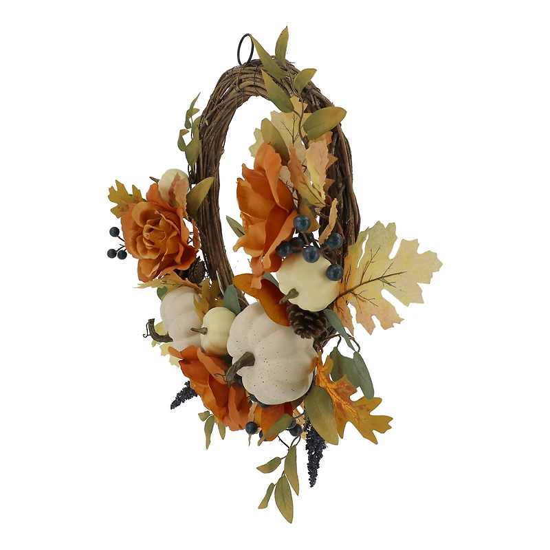 24" Peony & Pumpkin Wreath by Ashland®