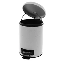 Elle Décor White Speckled Design Step Bin with Lid Trash Can