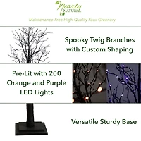 6ft. Pre-Lit LED Black Twig Artificial Halloween Tree