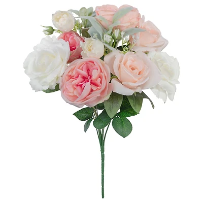 19" Deluxe Pink & Cream Cabbage Rose Bush by Ashland®