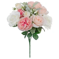 19" Deluxe Pink & Cream Cabbage Rose Bush by Ashland®
