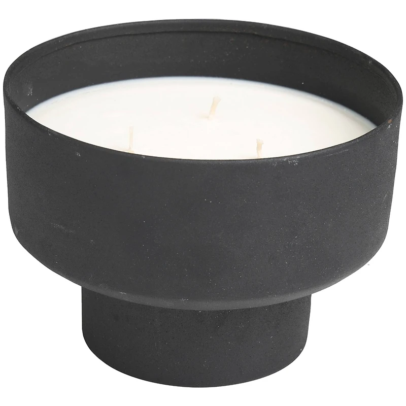 White Wax Campfire Scented Candle with Elevated Matte Black Container