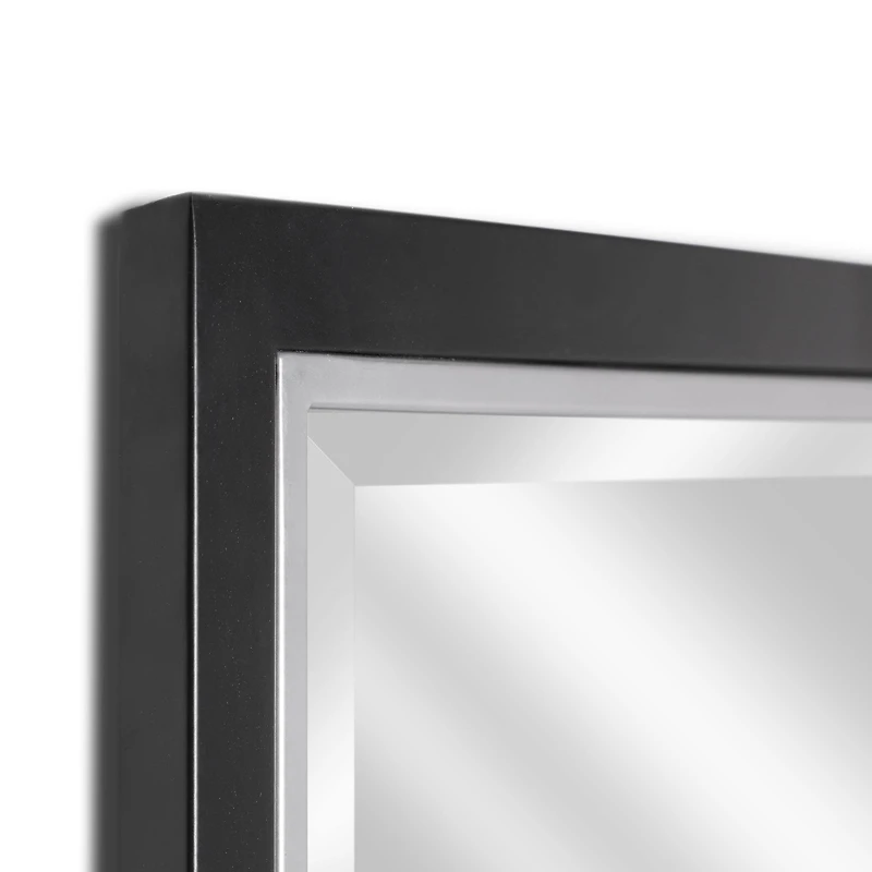 Brushed Black/Chrome Metal Framed Beveled Edge Wall Mirror - 30" x 40"