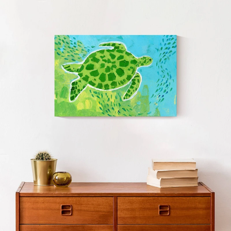 Bright Sea Turtle 18" x 12' Canvas Wall Art