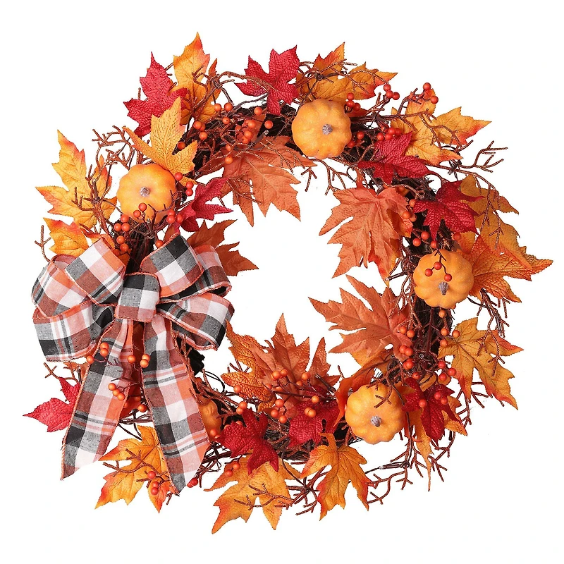 Haute Decor 26" Pre-lit Halloween Plaid Wreath