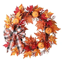 Haute Decor 26" Pre-lit Halloween Plaid Wreath