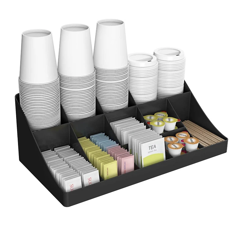 Mind Reader Black 11 Compartment Coffee Condiment Organizer & 50 Capacity Single Serve Coffee Pod Holder Storage Organizer