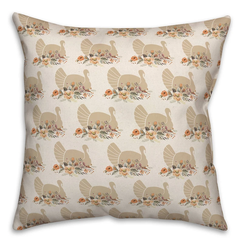 Neutral Turkey Pattern Throw Pillow
