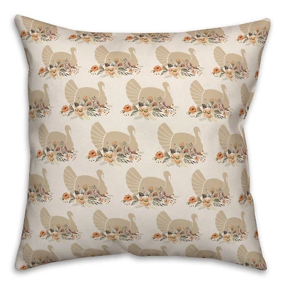 Neutral Turkey Pattern Throw Pillow