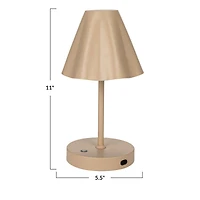 Hello Honey® 11" Tan Round Metal LED Rechargeable Table Lamp